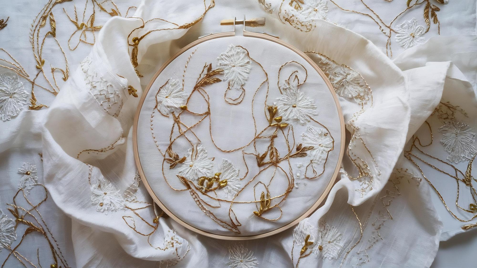 Detailed gold thread monogram